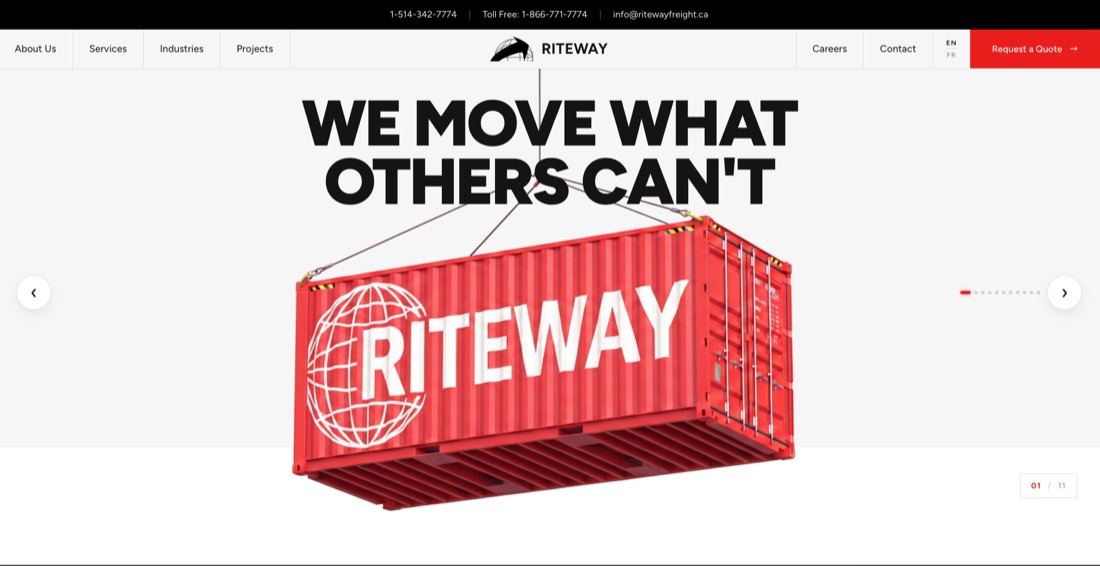 Rite Way Freight website